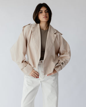 Hit The City Trench Jacket in Beige