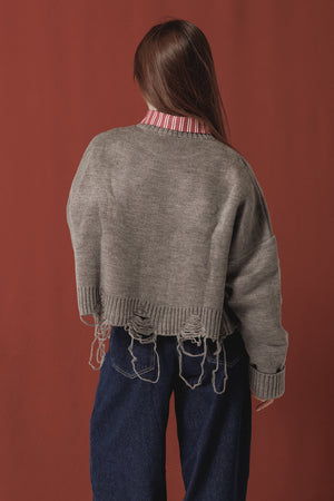 Fringed Sweater in Grey