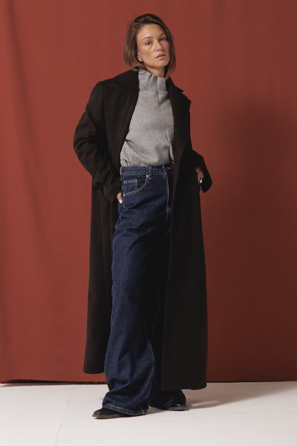 Structured Wool Coat in Black