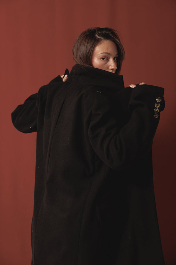 Structured Wool Coat in Black