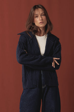 Cable Knit Sweater in Navy