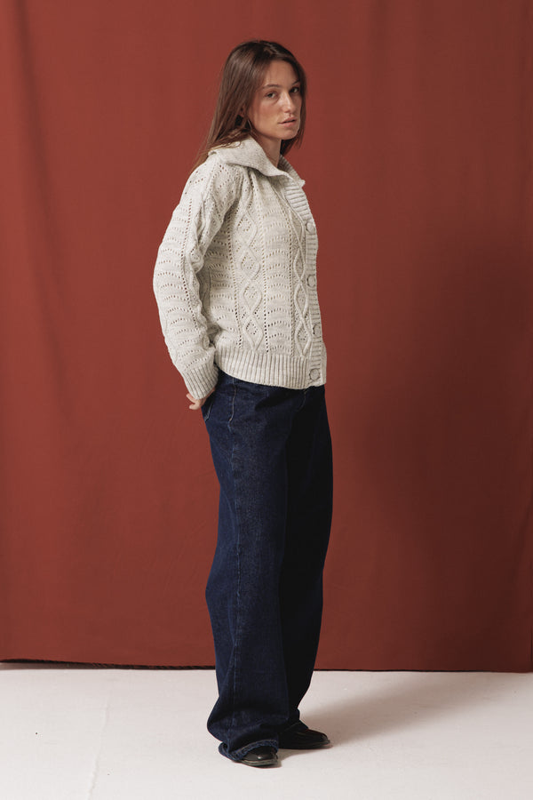 Cable Knit Sweater in Grey