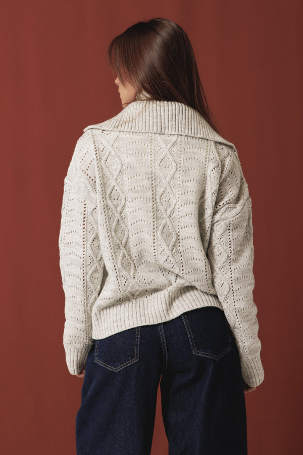 Cable Knit Sweater in Grey