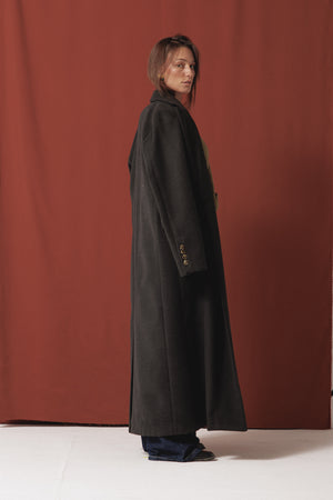Structured Wool Coat in Dark Grey