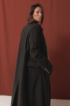 Structured Wool Coat in Dark Grey