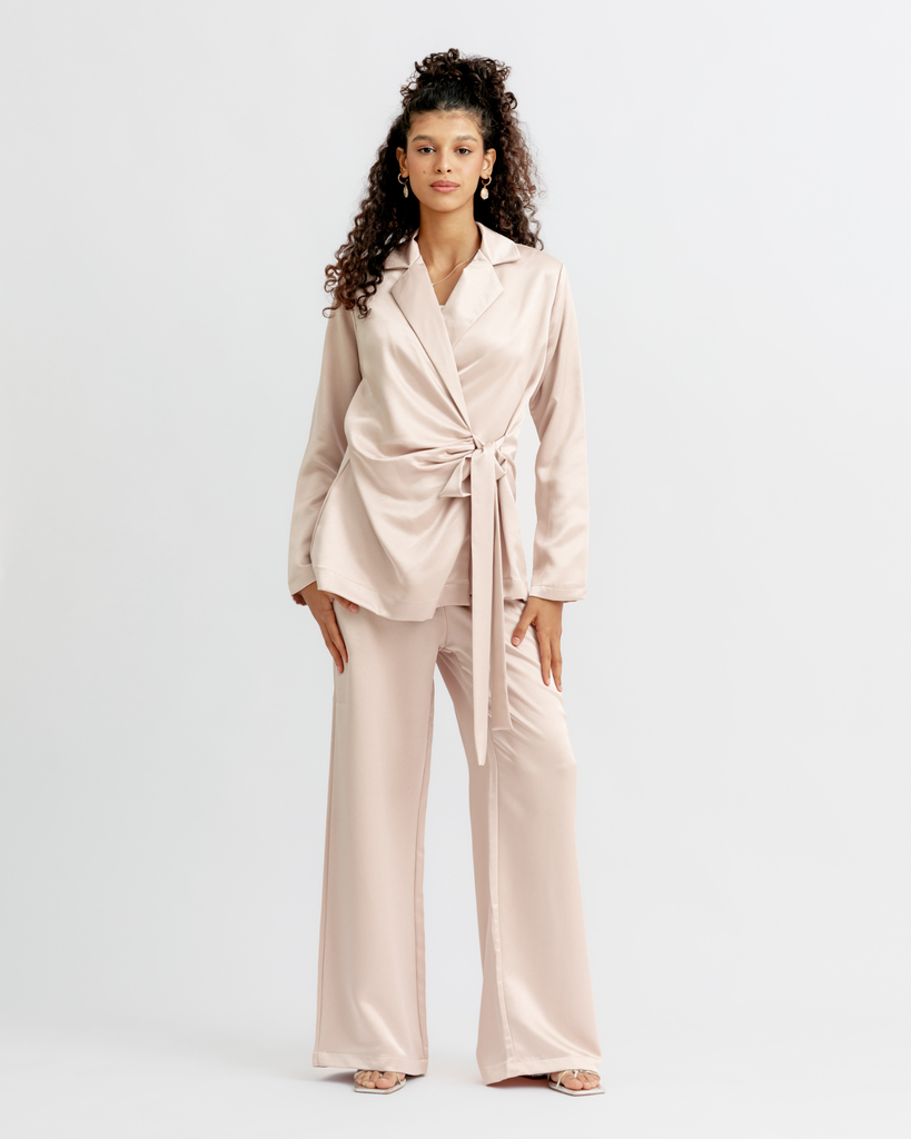 Wrap Blazer Set in Nude