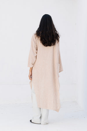 Long Drape Cardigan In Beige