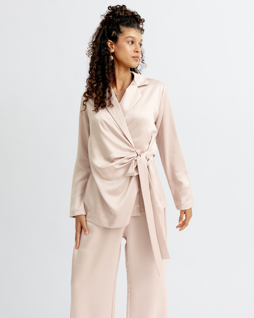 Wrap Blazer Set in Nude