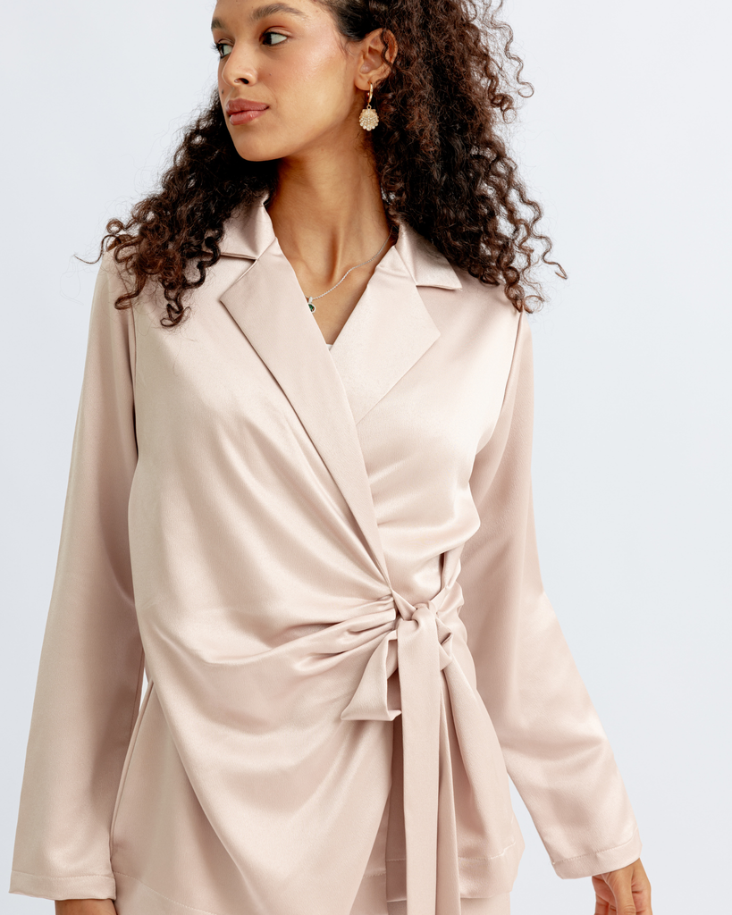 Wrap Blazer Set in Nude