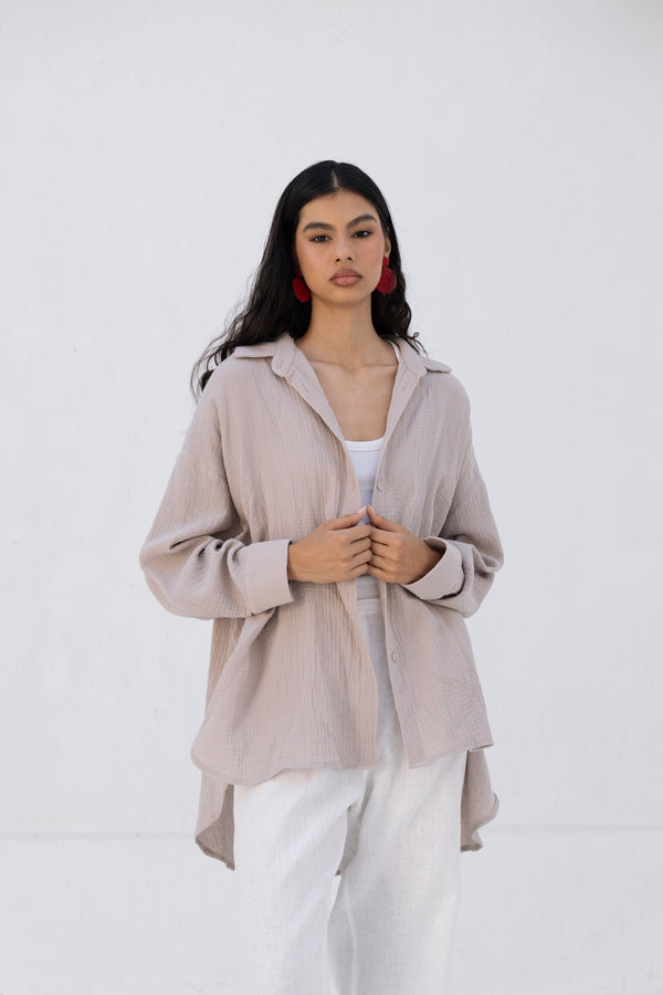 Cotton Muslin Shirt in Cafe