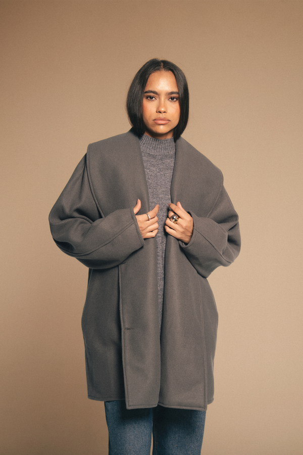 Double Breasted Cardigan in Dark Grey