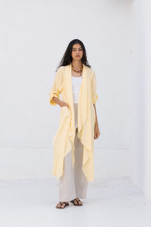 Long Drape Cardigan In Yellow