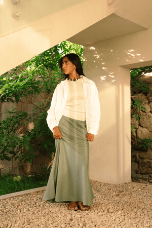 Linen Mermaid Skirt in Olive