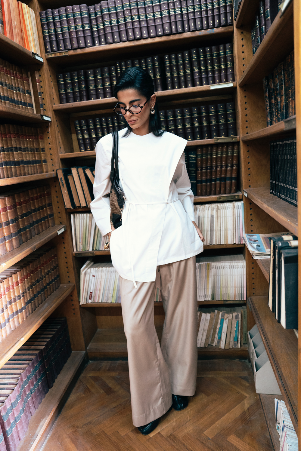 Poplin Scarfed Top in White