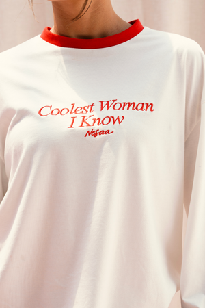 Coolest Woman I Know Long Sleeve T-Shirt In Red