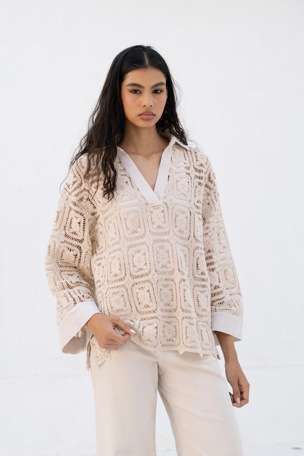 Crochet Linen Top