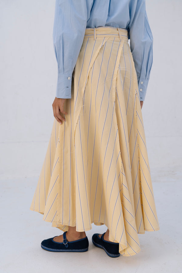 Belted Poplin Skirt in Yellow