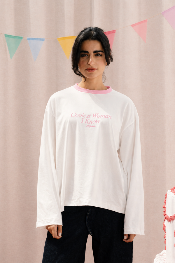Coolest Woman I Know Long Sleeve T-Shirt In Pink