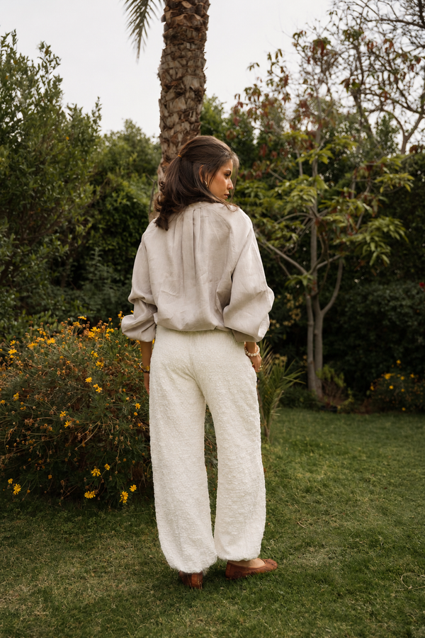Linen Bomber Jacket in Beige
