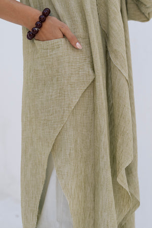 Long Drape Cardigan in Olive