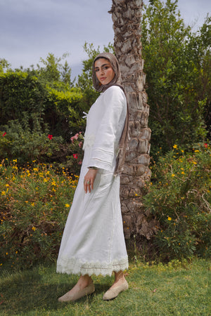 Linen Trim Top in Off White