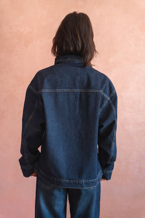 Denim Polo Shirt in Dark Blue