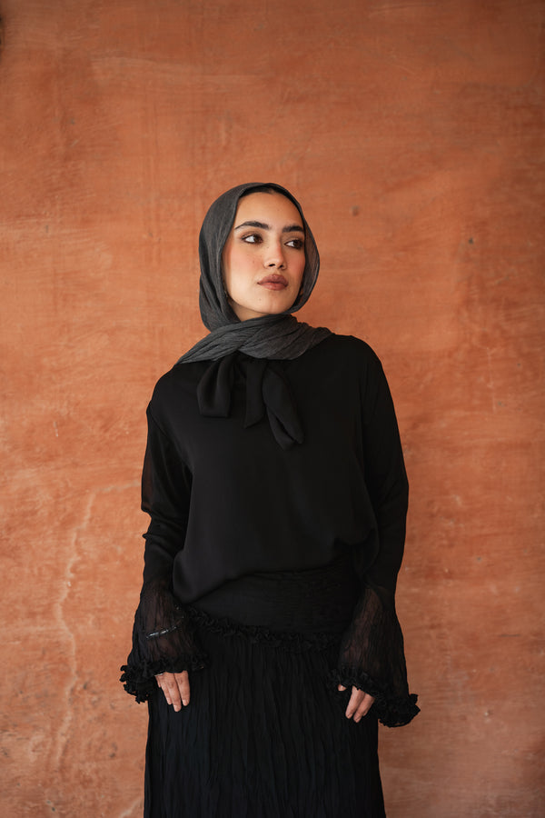 Crushed Chiffon Set in Black