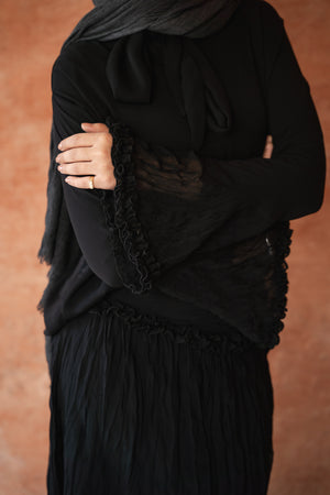 Crushed Chiffon Set in Black