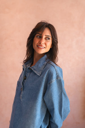 Denim Polo in Light Blue