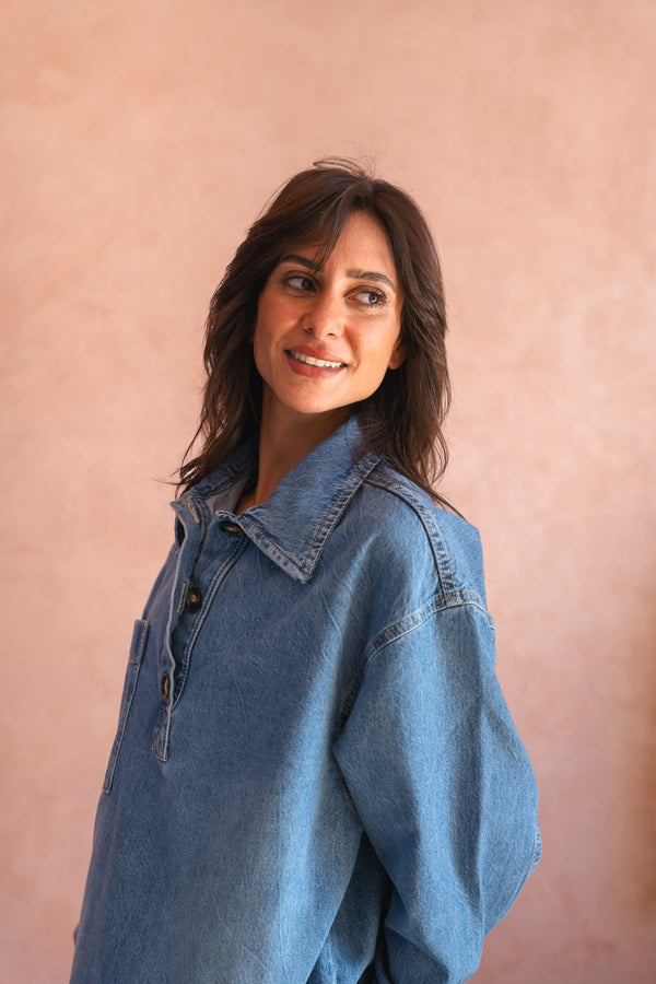 Denim Polo in Light Blue