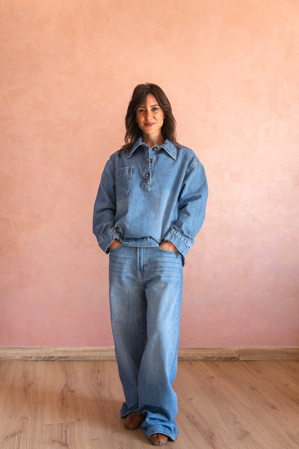 Denim Pants in Light Blue