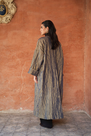 Crushed Taffeta Kaftan in Olive
