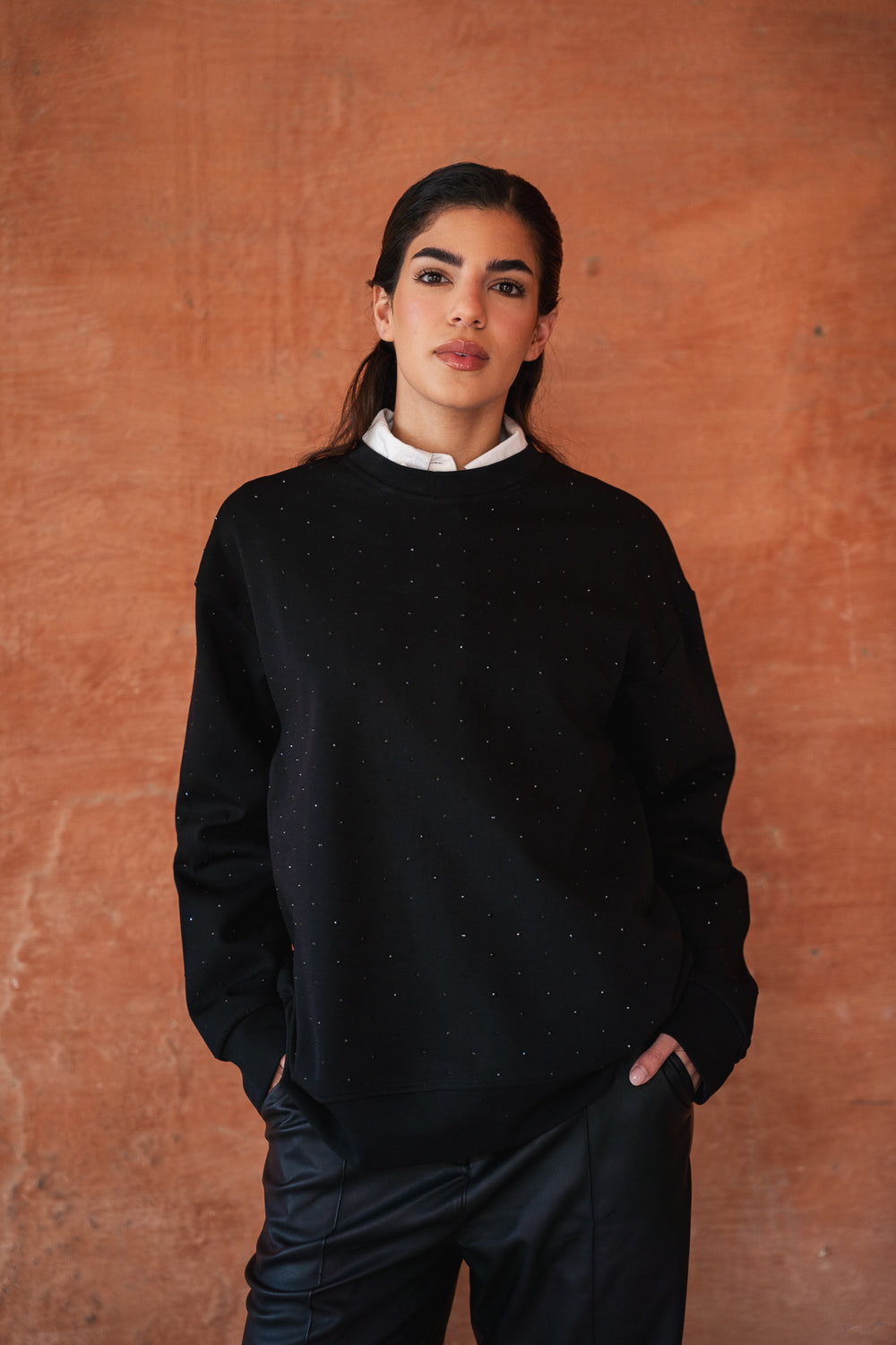 Bedazzled Crewneck in Black