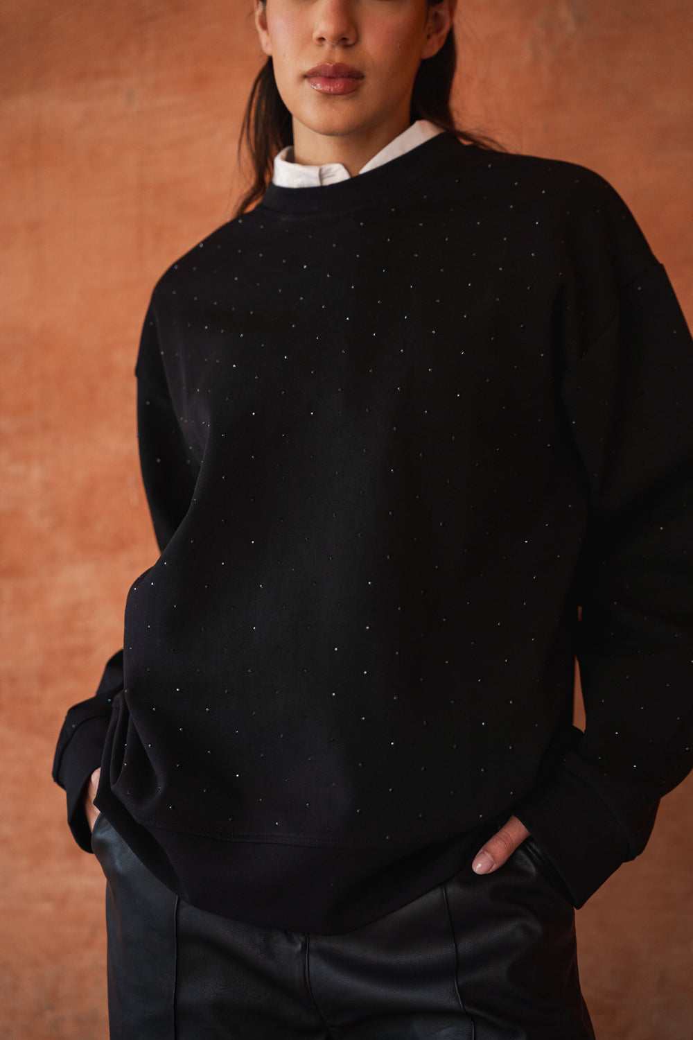 Bedazzled Crewneck in Black