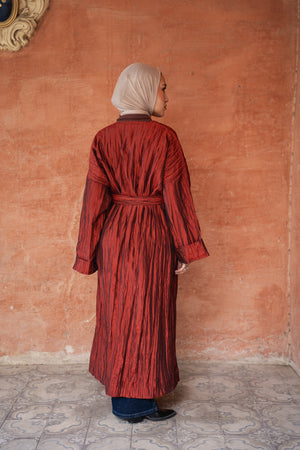 Crushed Taffeta Kaftan in Brick