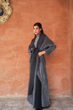 Pleated Kaftan in Grey