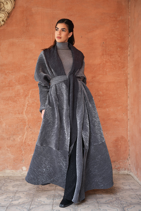 Pleated Kaftan in Grey