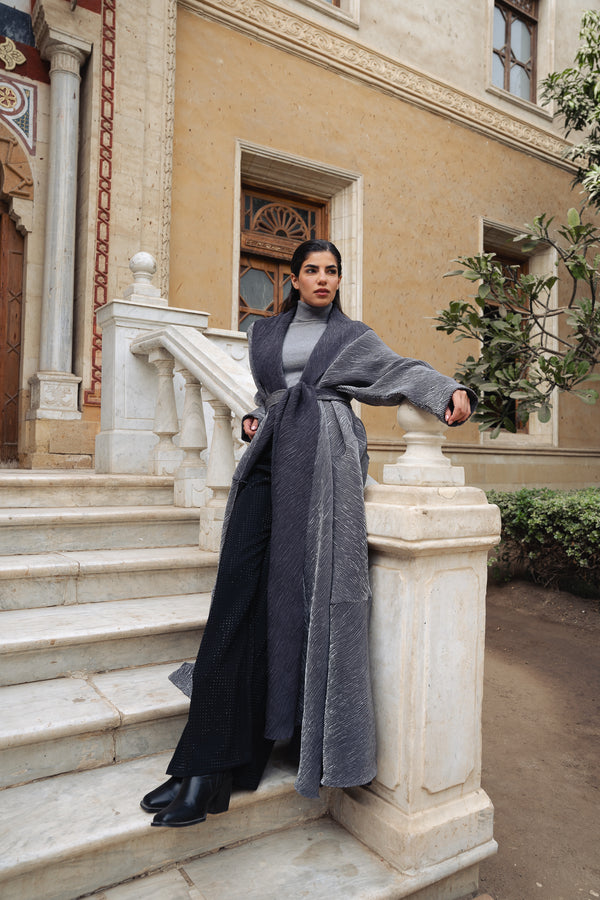 Pleated Kaftan in Grey