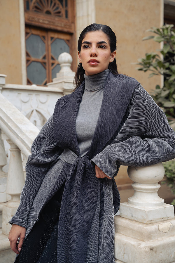 Pleated Kaftan in Grey