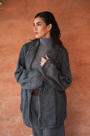 Fringed Cardigan in Grey