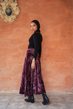 Velvet Skirt in Dark Purple