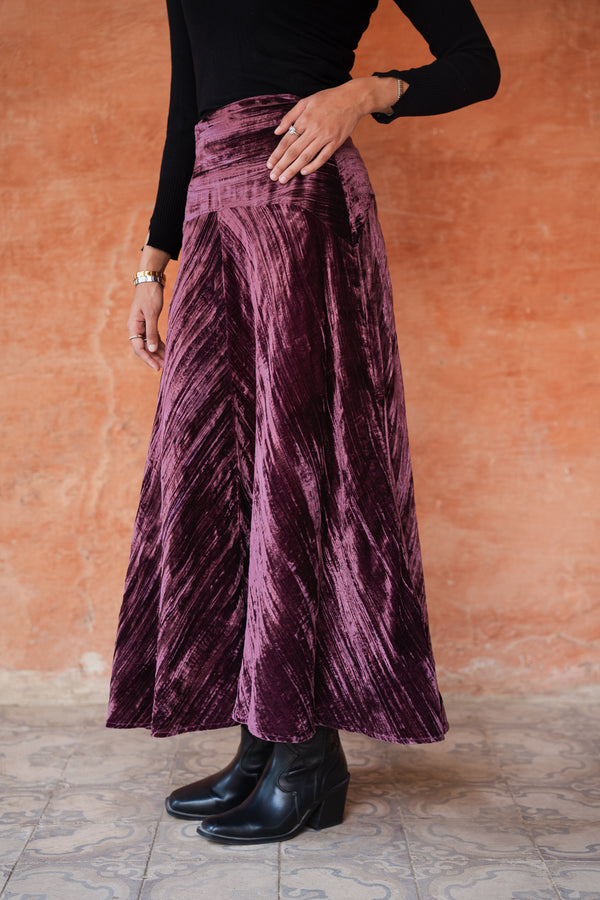 Velvet Skirt in Dark Purple