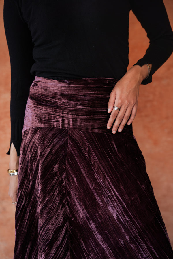 Velvet Skirt in Dark Purple
