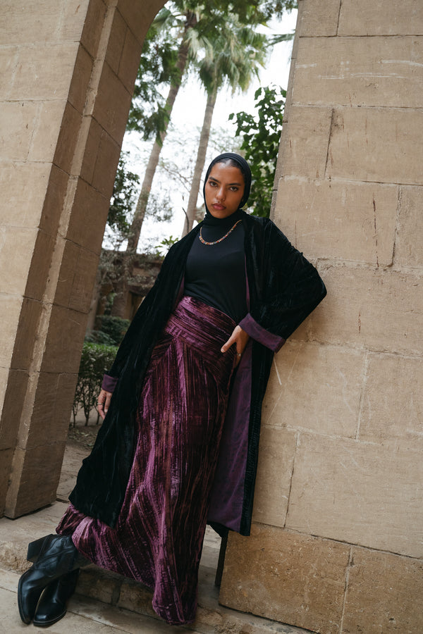 Velvet Skirt in Dark Purple