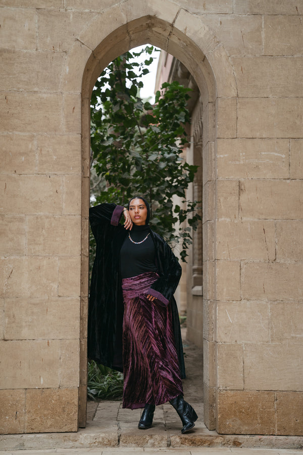 Velvet Skirt in Dark Purple