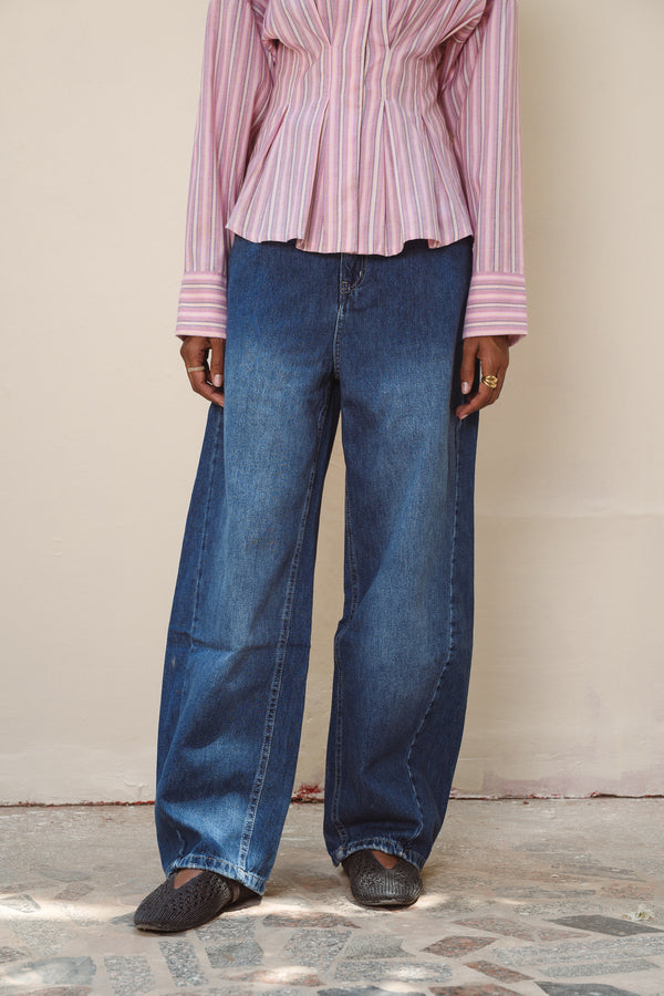 Baggy Balloon Denim Pants in Blue