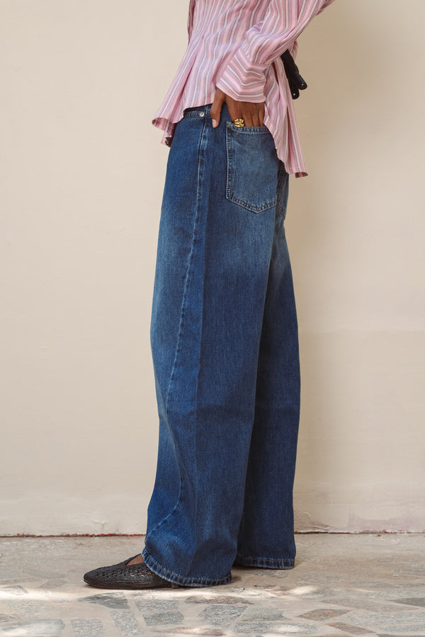 Baggy Balloon Denim Pants in Blue
