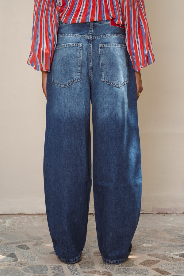 Baggy Balloon Denim Pants in Blue