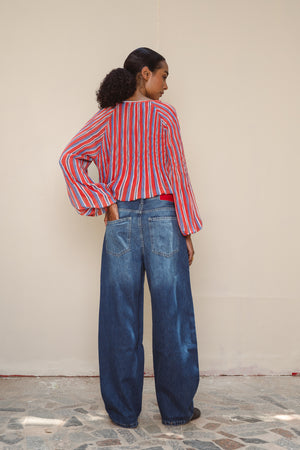 Baggy Balloon Denim Pants in Blue