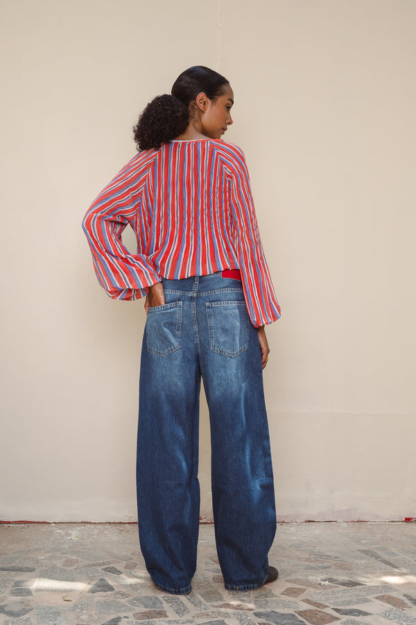 Baggy Balloon Denim Pants in Blue